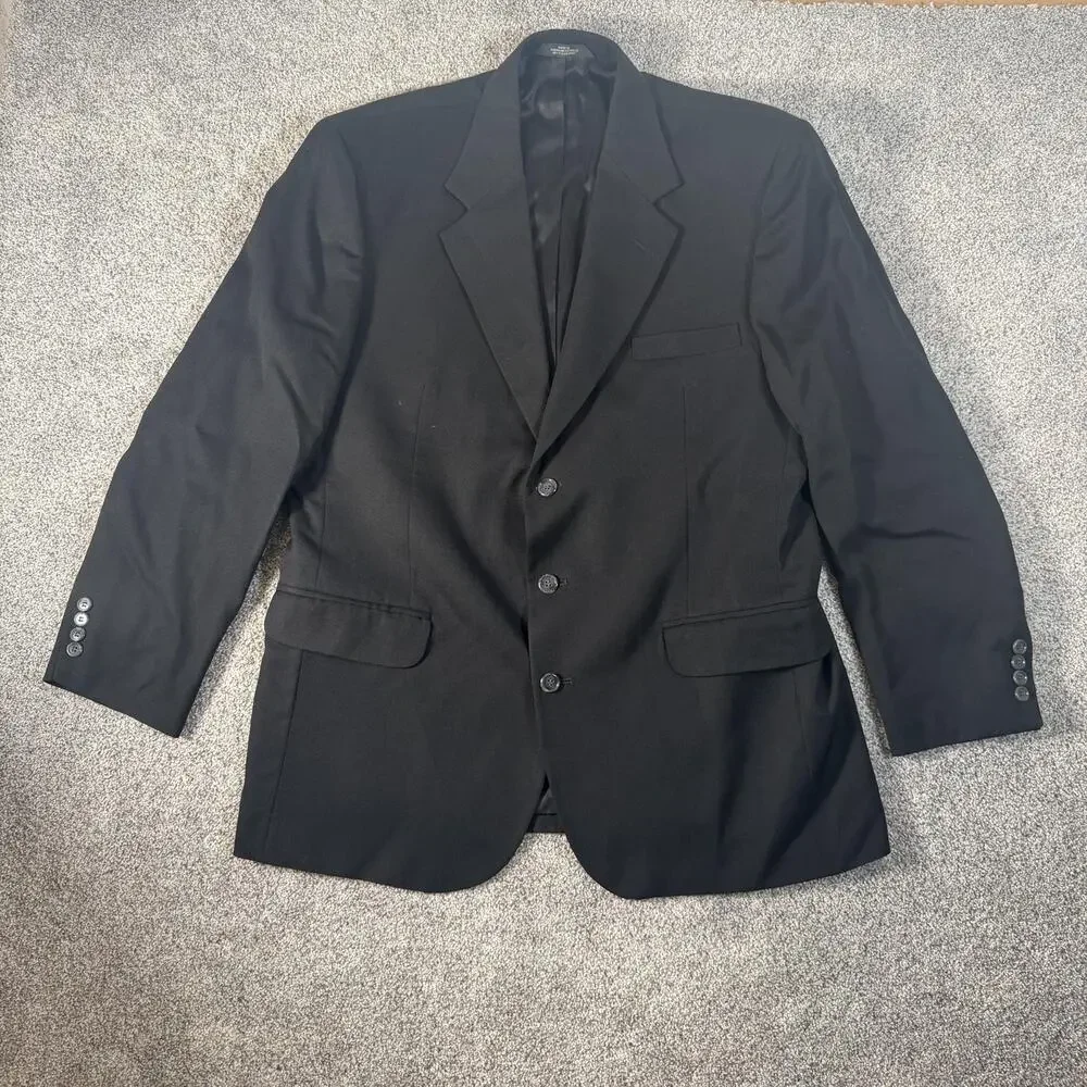 Vtg 90s Y2K Haggar Blazer 42R Dark Academia Corporate Goth Minimalist Classic